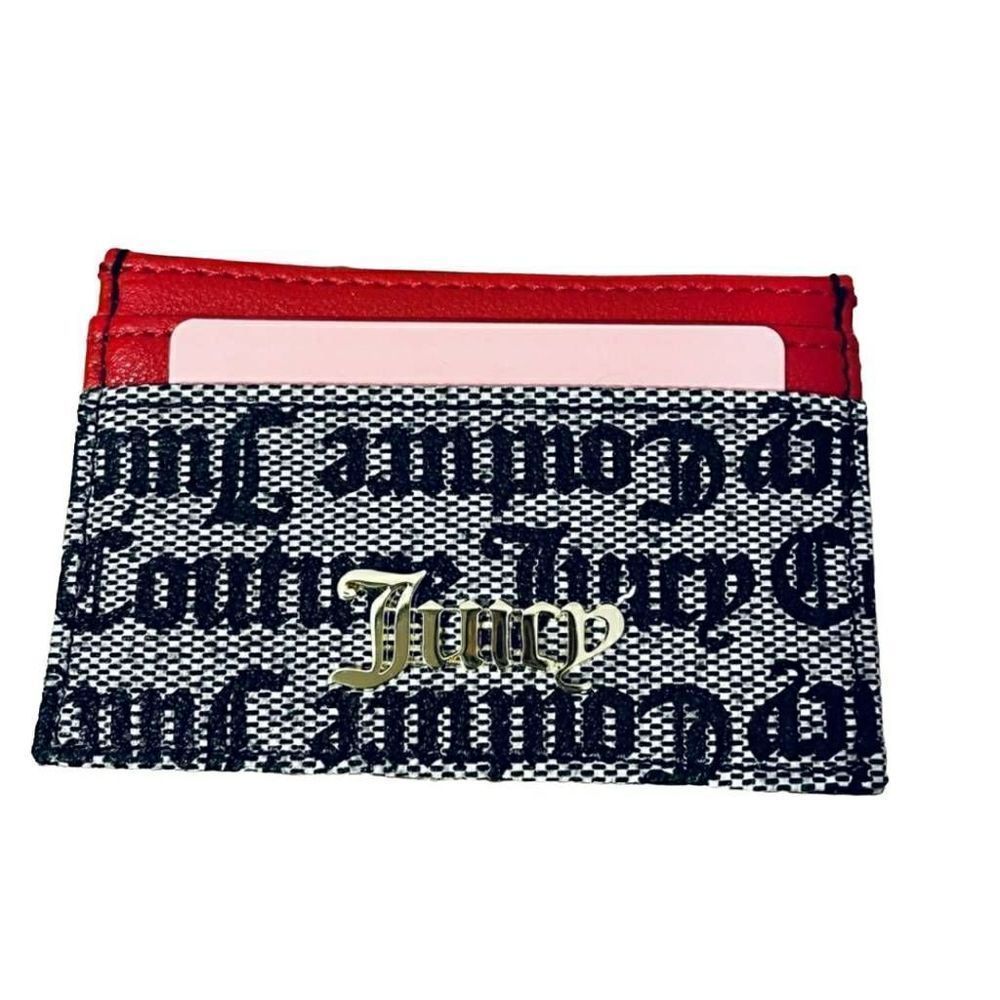 Juicy Couture Signature Logo Card Case Wallet (4" x 3") - Red/Black